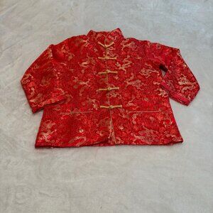 Red and Gold Tang Style Oriental Dragon Design Boys Coat/Top